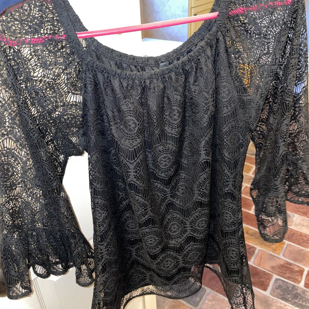 Boutique Lacy Black Top,  Size Small